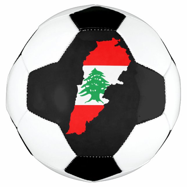 Libanon Karte mit Flaggen Fußball (Vorderseite)