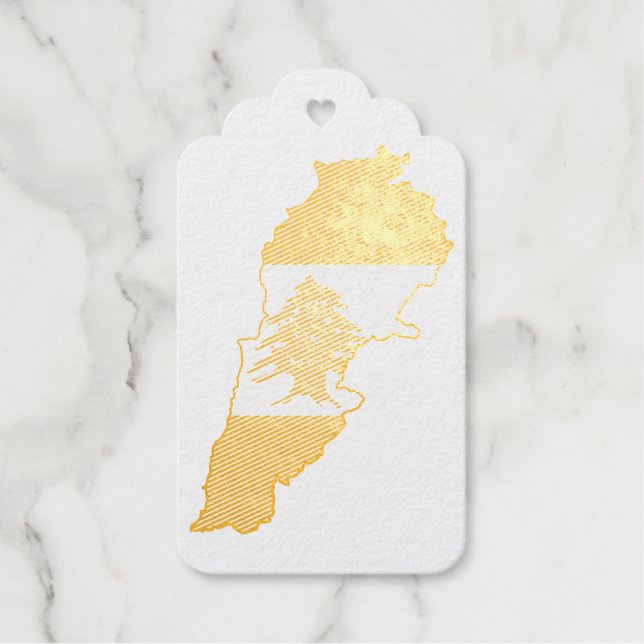 Libanon Karte mit Flaggen Geschenkanhänger (Vorderseite)