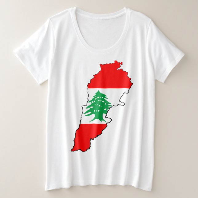 Libanon Karte mit Flaggen Große Größe T-Shirt (Design vorne)