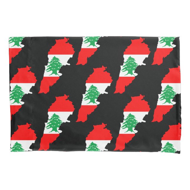 Libanon Karte mit Flaggen Kissenbezug (Vorderseite)