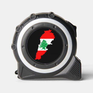Libanon Karte mit Flaggen Maßband