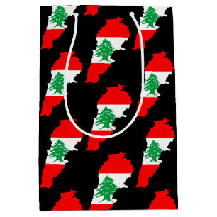 Libanon Karte mit Flaggen Mittlere Geschenktüte