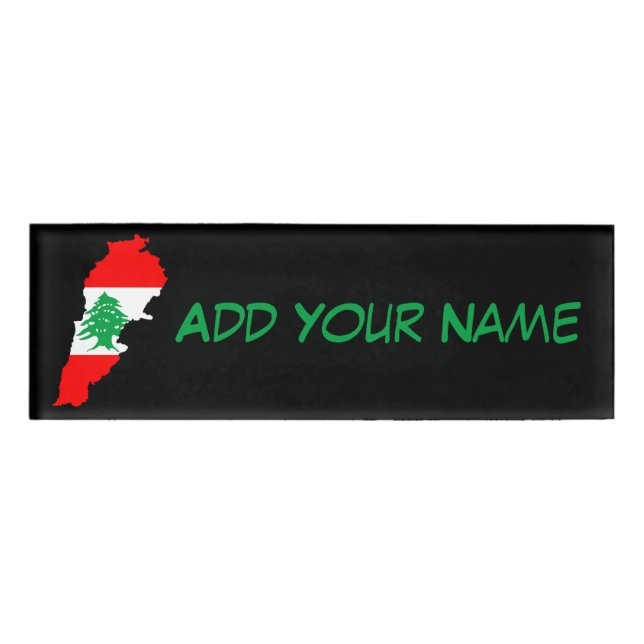 Libanon Karte mit Flaggen Namenschild (Vorderseite)