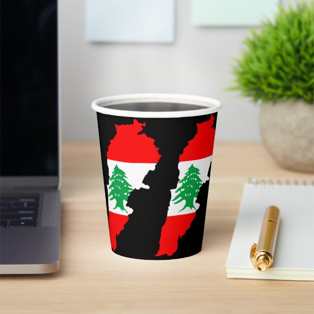 Libanon Karte mit Flaggen Pappbecher (InSitu)