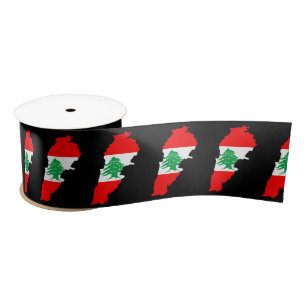 Libanon Karte mit Flaggen Satinband