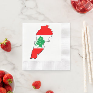 Libanon Karte mit Flaggen Serviette