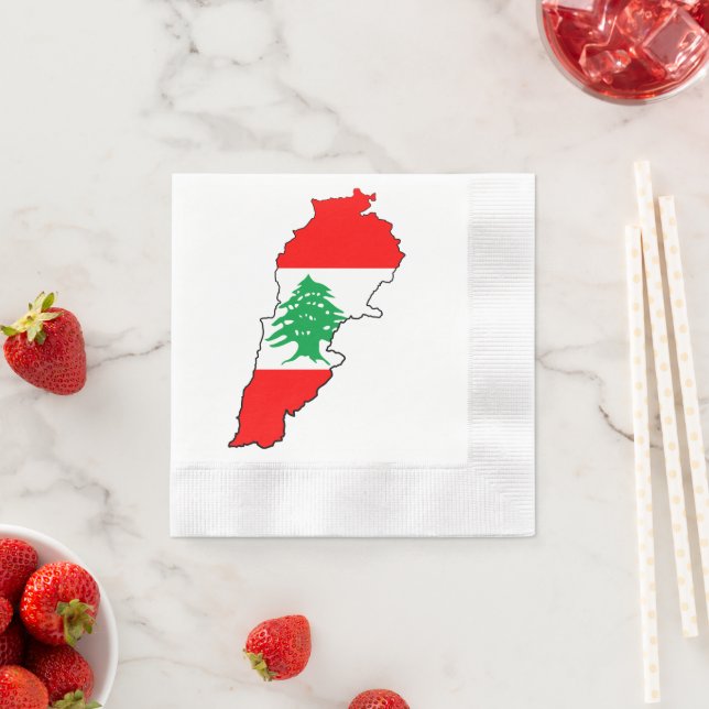 Libanon Karte mit Flaggen Serviette (Beispiel)