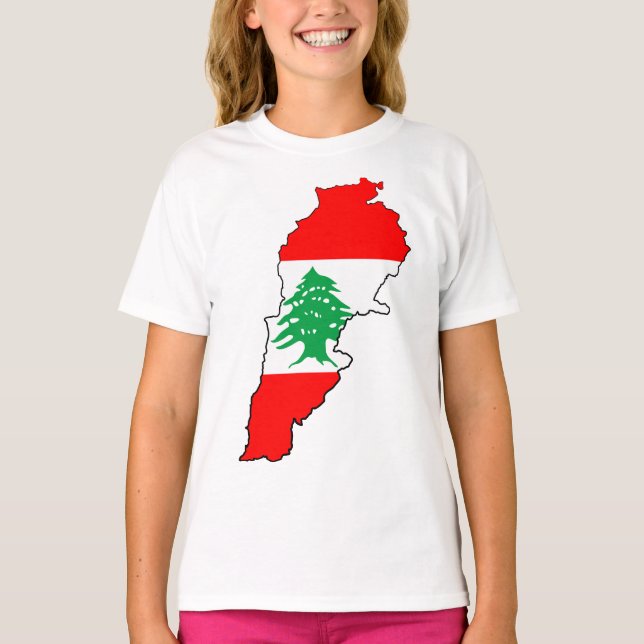 Libanon Karte mit Flaggen T-Shirt (Vorderseite)