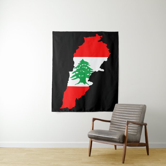 Libanon Karte mit Flaggen Wandteppich (Beispiel)