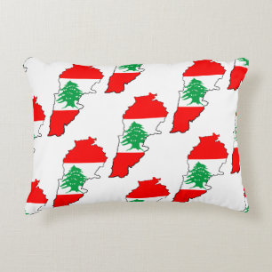 Libanon Karte mit Flaggenstone Magnet Dekokissen