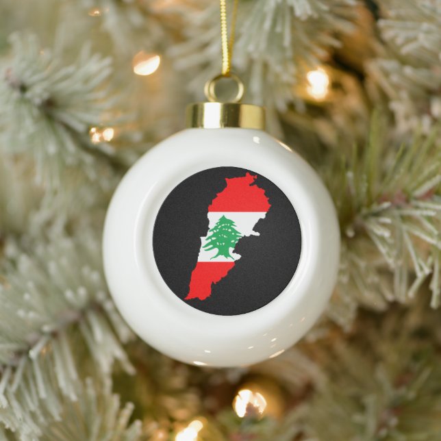 Libanon Karte mit Flaggenstone Magnet Keramik Kugel-Ornament (Baum)