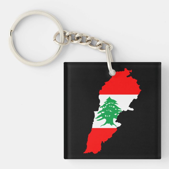 Libanon Karte mit Flaggenstone Magnet Schlüsselanhänger (Vorderseite)