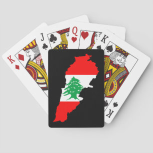 Libanon Karte mit Flaggenstone Magnet Spielkarten