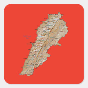 Libanon-Kartenaufkleber Quadratischer Aufkleber