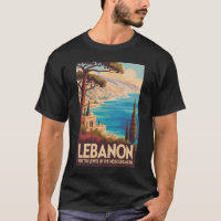 Libanon Landschaft Illustration Reise Kunst Vintag