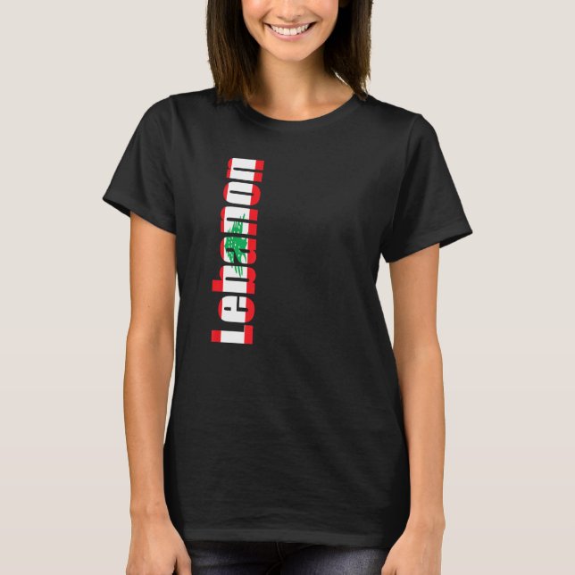 Libanon mit Flaggenfarben auf der Seite T-Shirt (Vorderseite)