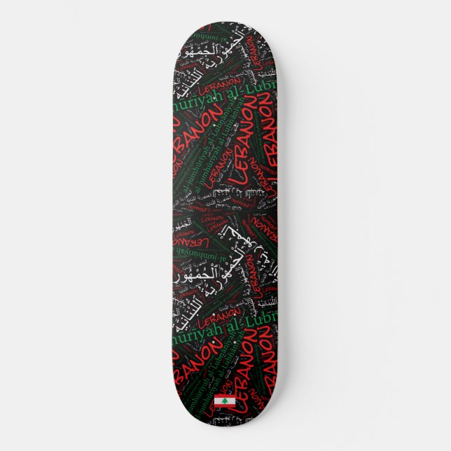 Libanon Nationaler Stolz Wordcloud Skateboard (Vorderseite)