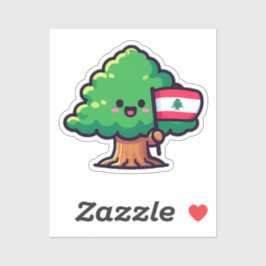 Libanon - niedliche libanesische Zedernholzflagge Aufkleber