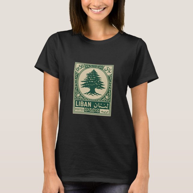 Libanon-Post-Briefmarkendesign mit Libanon-Zeder a T-Shirt (Vorderseite)