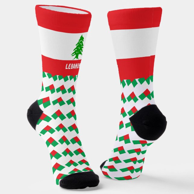 Libanon Socken, libanesische Fahne Mode / Sport Socken (Gewinkelt)
