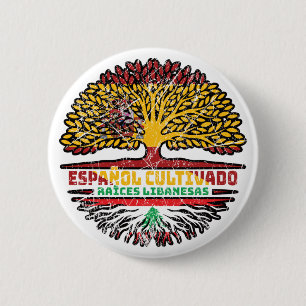 Libanon - Spanische Tree-Roots-Flagge Button