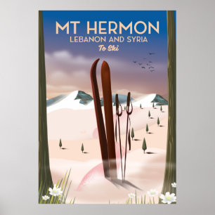 Libanon und Syrien Berg Hermon Ski Poster