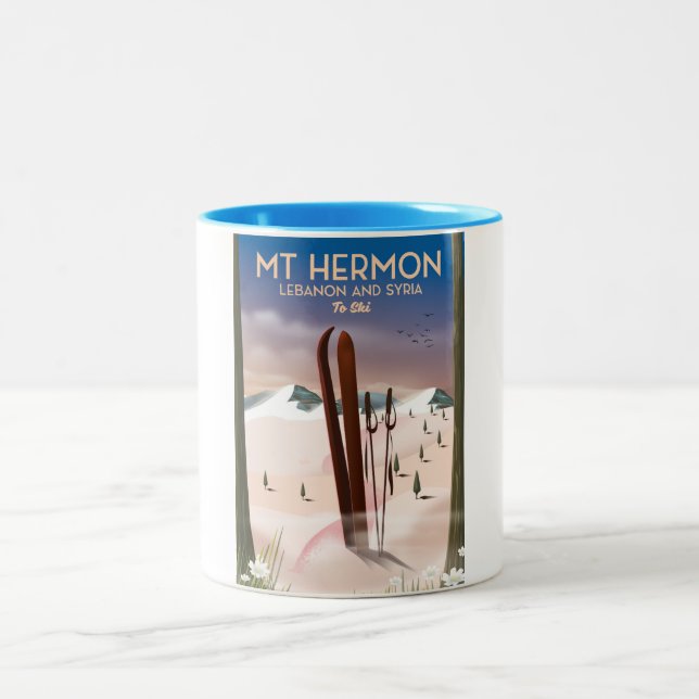 Libanon und Syrien Berg Hermon Ski Zweifarbige Tasse (Mittel)
