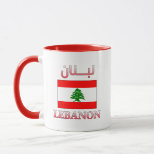 Libanonflagge ل ب ن ن Arabisch & Englisch WordArt  Tasse