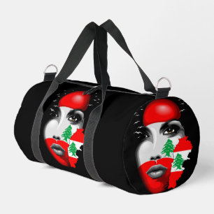 Libanonflagge und -karte im Gesicht eines Mädchens Duffle Bag