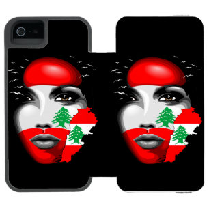 Libanonflagge und -karte im Gesicht eines Mädchens Incipio Watson™ iPhone 5 Geldbörsen Hülle