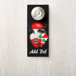 Libanonflagge und -karte im Gesicht eines Mädchens Türanhänger