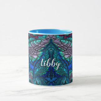 LIBBY ~ PEACOCK blau grüner Fraktal ~ Tasse ~