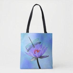 Libelle auf Seerosen-All-Over-Print-Tasche