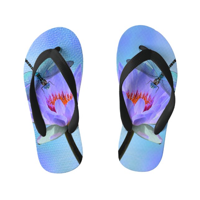 Libelle auf Wasserlilie Flip Flops (Fußbett)