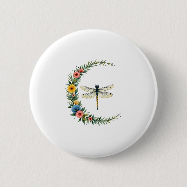 Libelle Boho Halbmond Friedenszeichen Hippie Dra Button (Vorderseite)
