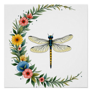 Libelle Boho Mondsichel Friedenszeichen Hippie Lib Poster