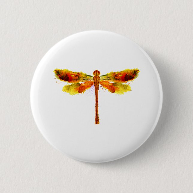 Libelle, Firefly, Aquarell, Insekt, Orange Button (Vorderseite)