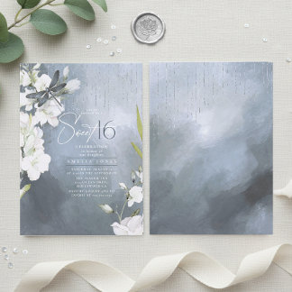 Libelle Floral Sweet 16 Dusty Blue ID1310 Einladung