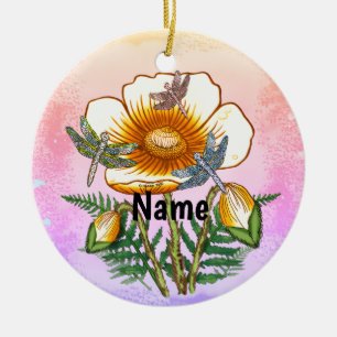 Libelle Gelber Mohn Keramik Ornament