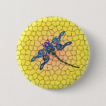 Libelle im dreifachen bunten Button