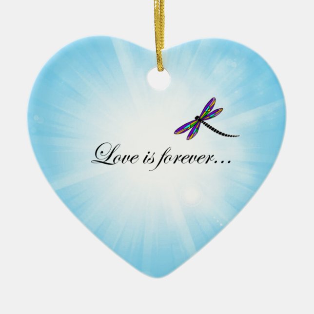 Libelle "LIEBE ist Forever " Keramik Ornament (Vorne)