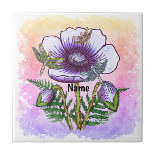 Libelle Lila Mohn Fliese