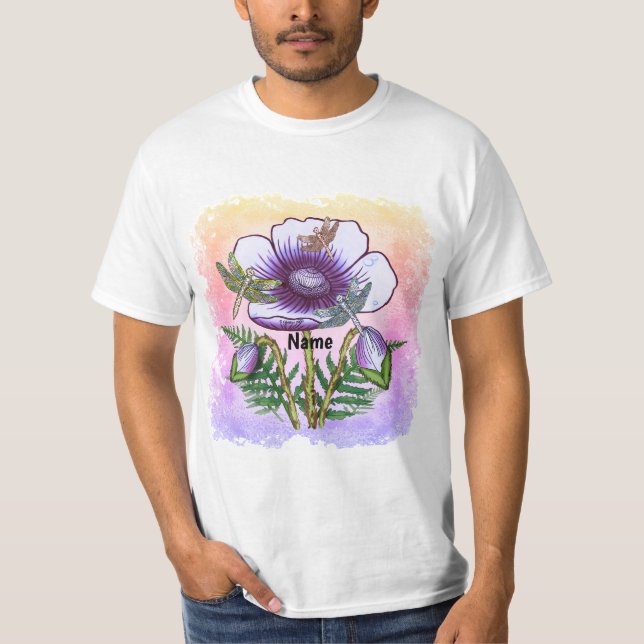 Libelle Lila Mohn  T-Shirt (Vorderseite)