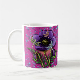 Libelle lila Mohnblume Kaffeetasse