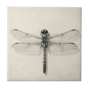 Libelle Metallisch Detaillierte Vintage Entomologi Fliese