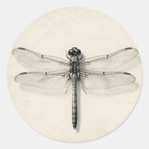 Libelle Metallisch Detaillierte Vintage-Entomologi Runder Aufkleber