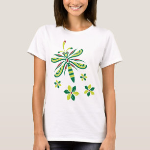 Libelle mit Blumen-T - Shirt V2