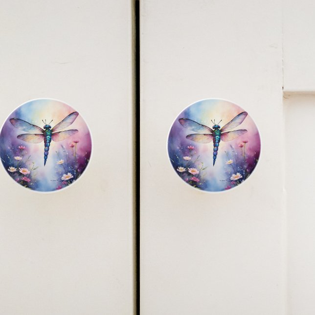 Libelle mit Lila Blume Keramikknauf (Von Creator hochgeladen)