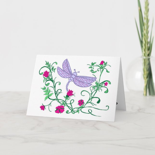 Libelle mit Reben Karte (Vorderseite)