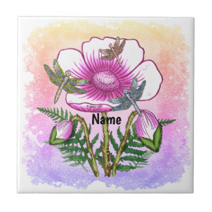 Libelle Pink Mohn Fliese